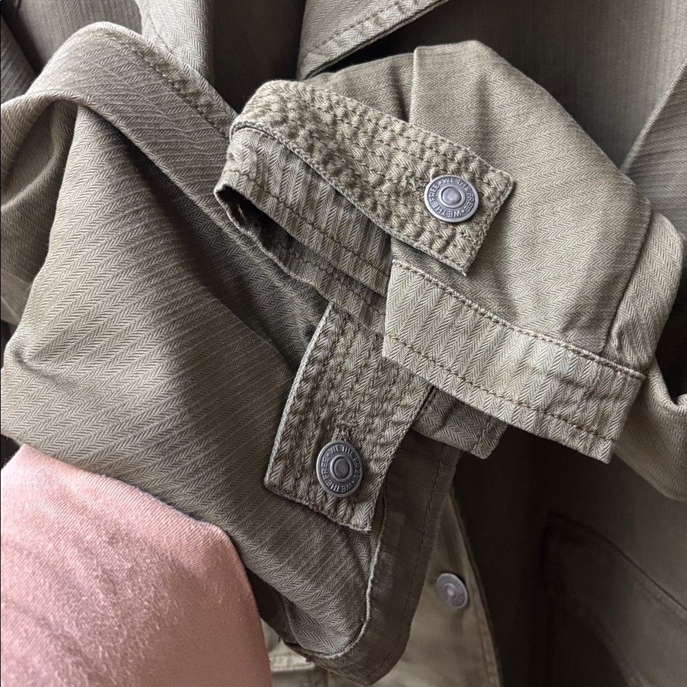 Free People Green Trench Coat Classic Style - Picture 8 of 8